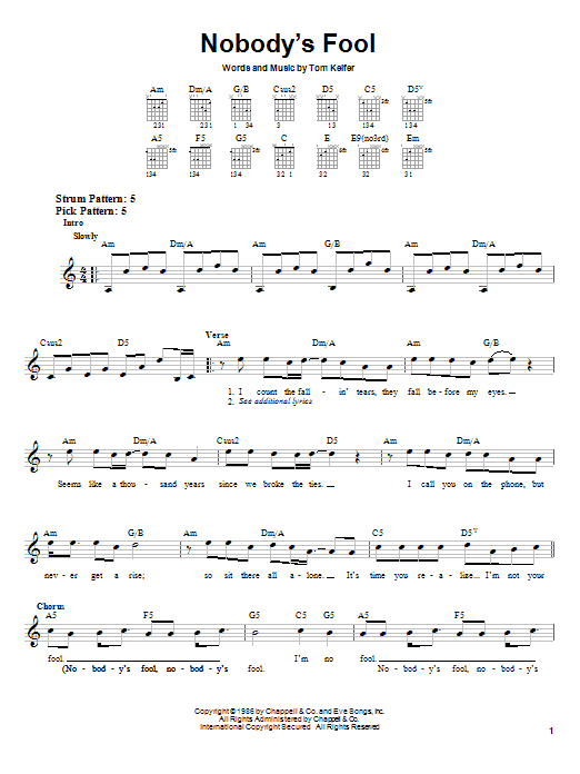 Cinderella Nobody's Fool Sheet Music Notes & Chords for Guitar Tab - Download or Print PDF