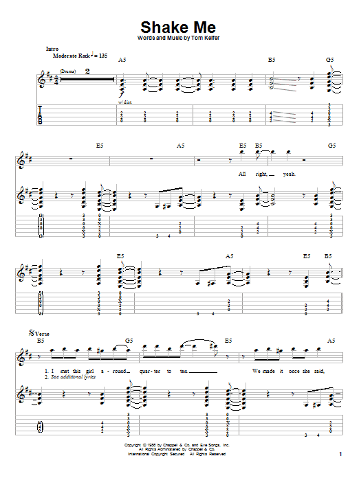 Cinderella Shake Me Sheet Music Notes & Chords for Guitar Tab - Download or Print PDF