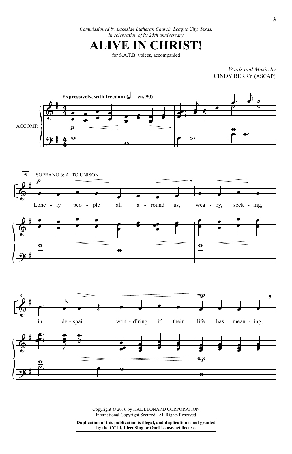 Cindy Berry Alive In Christ! Sheet Music Notes & Chords for SATB - Download or Print PDF