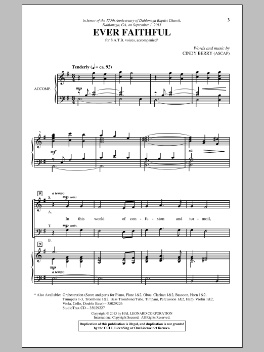Cindy Berry Ever Faithful Sheet Music Notes & Chords for SATB - Download or Print PDF