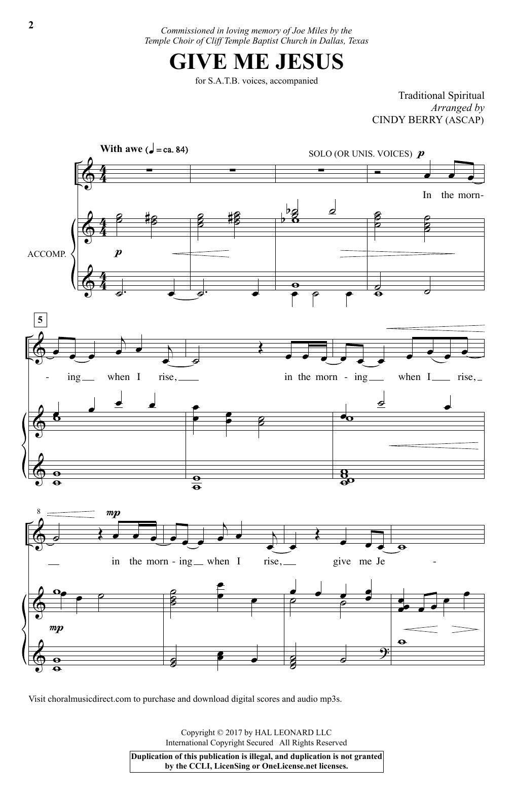 Cindy Berry Give Me Jesus Sheet Music Notes & Chords for SATB - Download or Print PDF