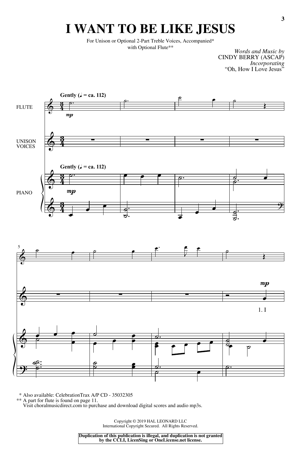 Cindy Berry I Want To Be Like Jesus Sheet Music Notes & Chords for Choral - Download or Print PDF