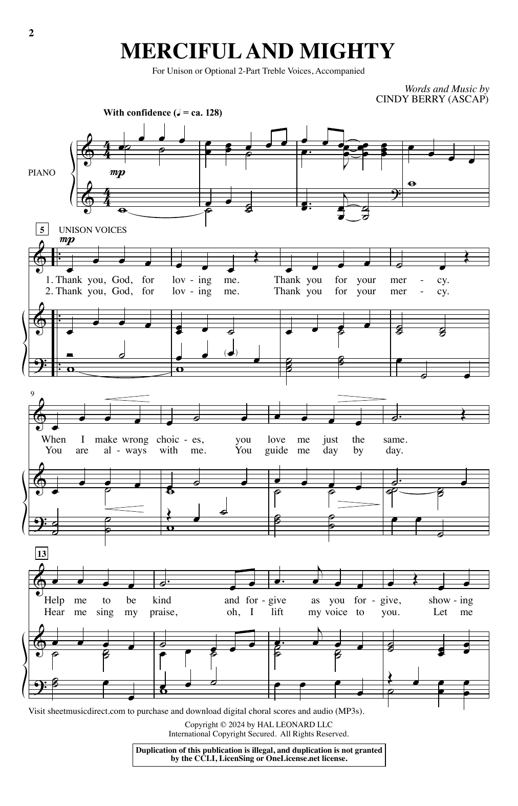 Cindy Berry Merciful And Mighty Sheet Music Notes & Chords for Choir - Download or Print PDF