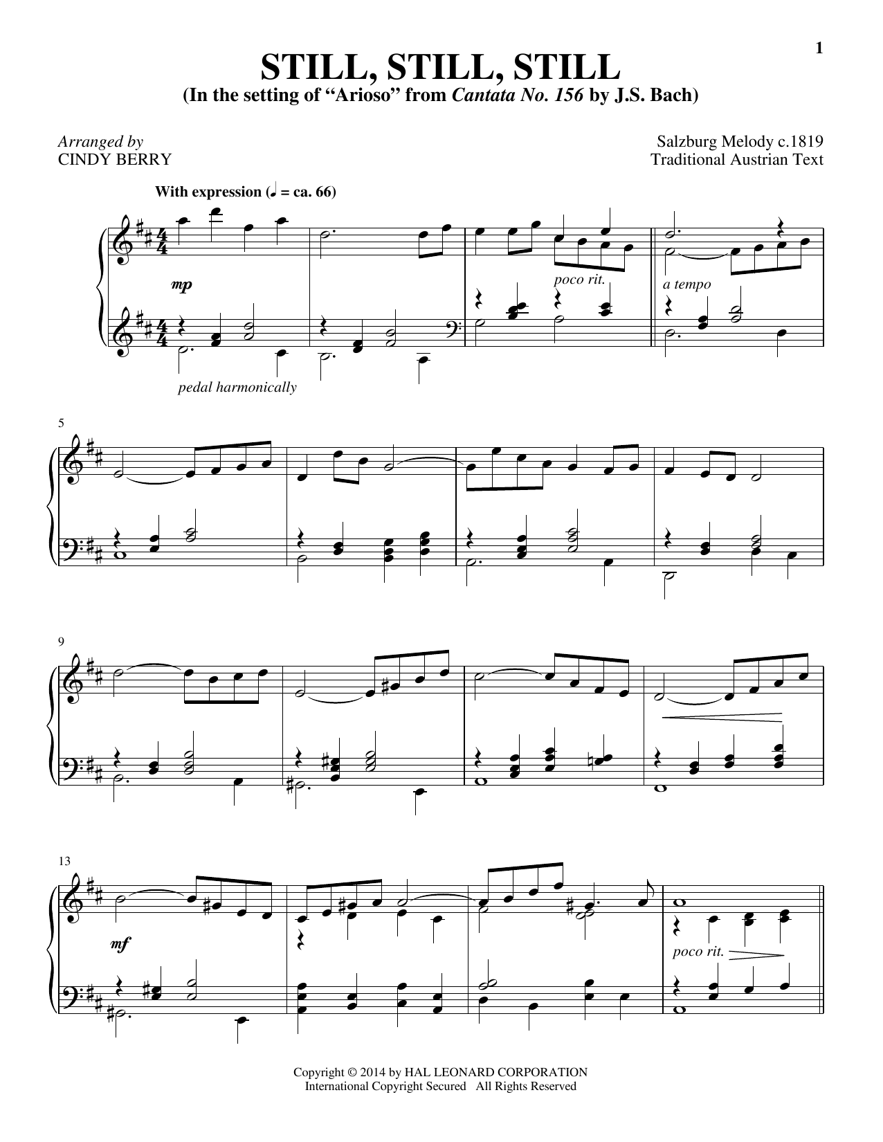 Cindy Berry Still, Still, Still Sheet Music Notes & Chords for Piano - Download or Print PDF