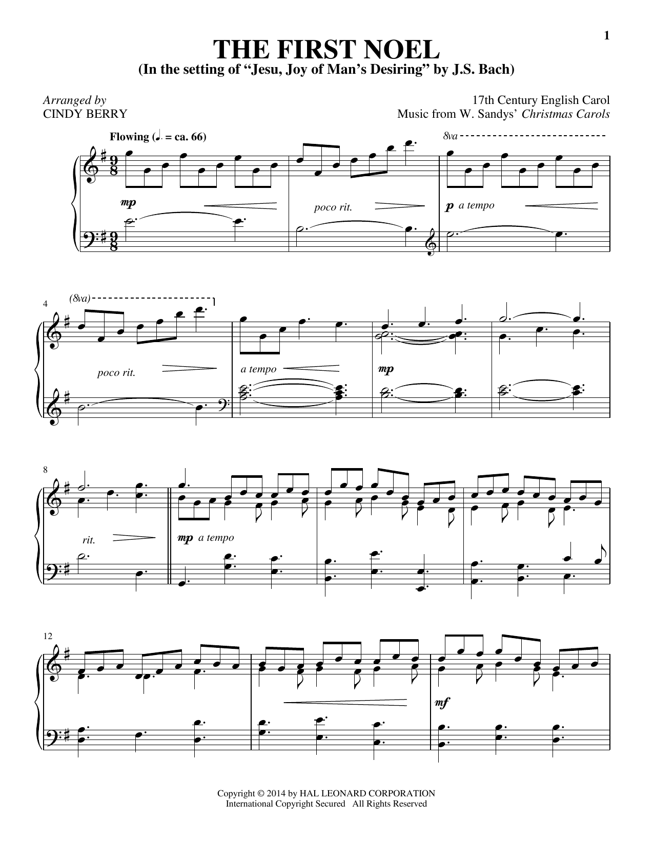 Cindy Berry The First Noel Sheet Music Notes & Chords for Piano - Download or Print PDF