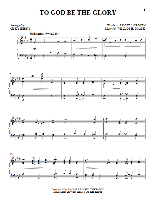 Cindy Berry Blessed Assurance Sheet Music Notes & Chords for Piano - Download or Print PDF