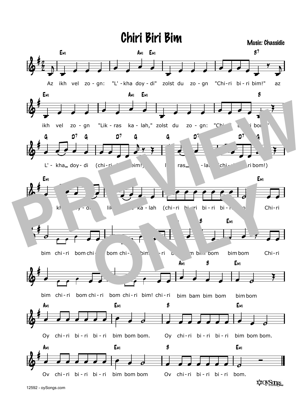 Cindy Paley Chiri Biri Bam Sheet Music Notes & Chords for Melody Line, Lyrics & Chords - Download or Print PDF