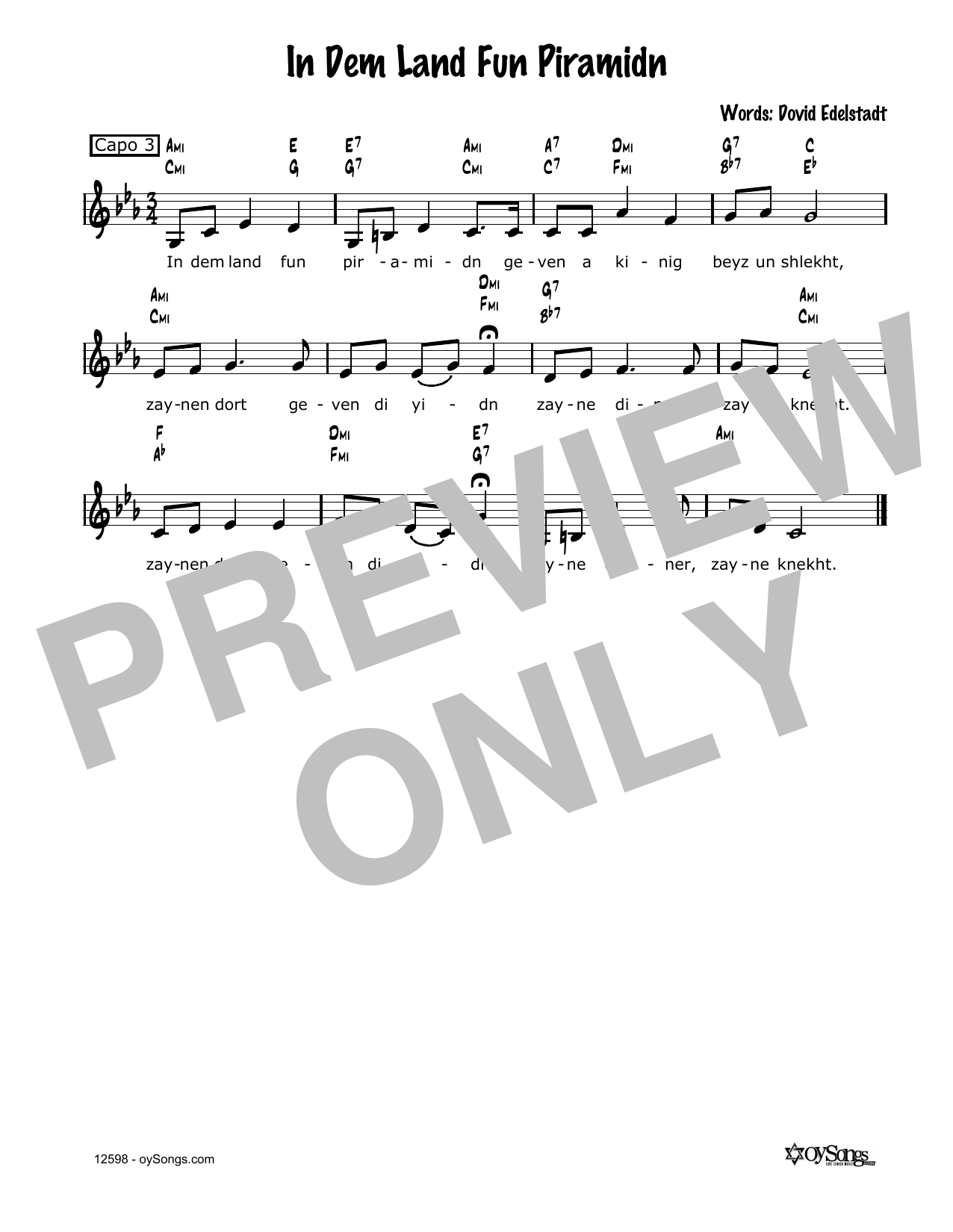 Cindy Paley In Dem Land Fun Piramidn Sheet Music Notes & Chords for Melody Line, Lyrics & Chords - Download or Print PDF