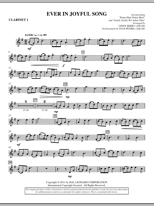 Ever In Joyful Song - Bb Clarinet 1 sheet music