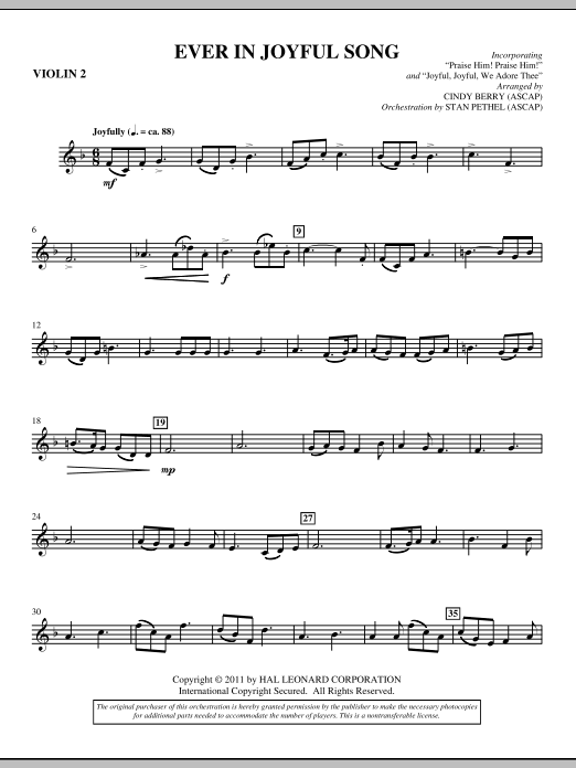 Ever In Joyful Song - Violin 2 sheet music