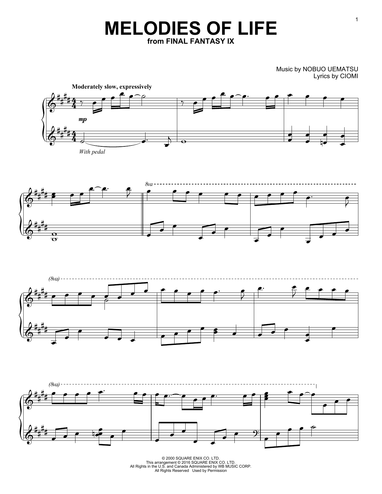 Ciomi Melodies Of Life Sheet Music Notes & Chords for Piano - Download or Print PDF