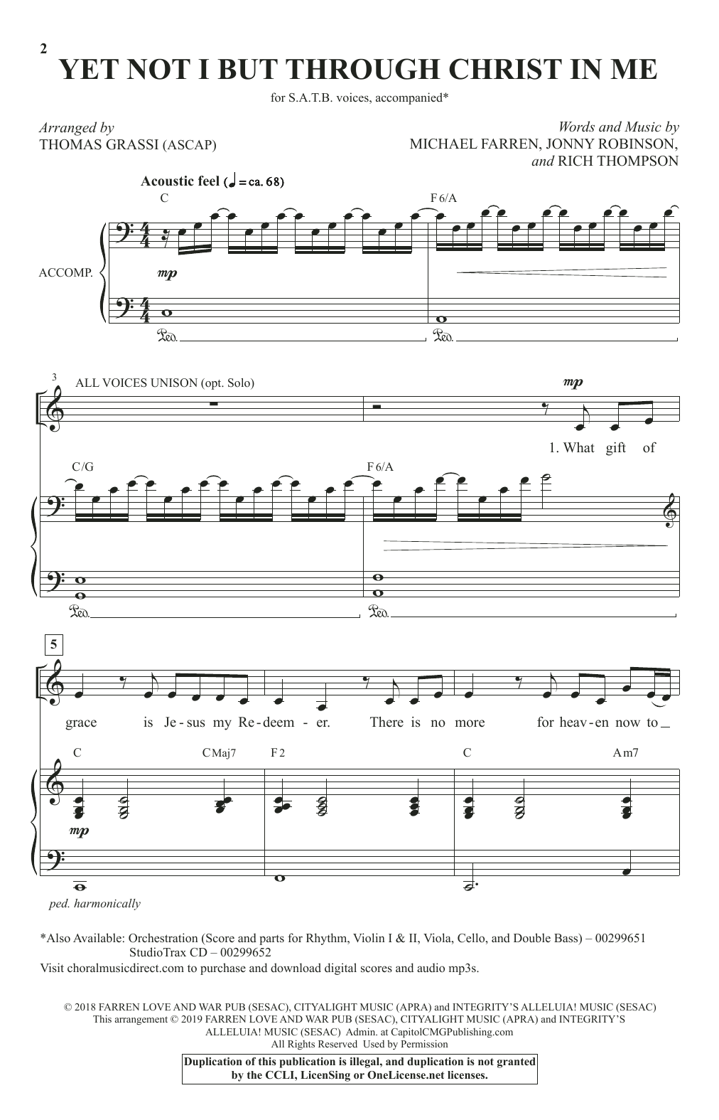 City Alight Yet Not I But Through Christ In Me (arr. Thomas Grassi) Sheet Music Notes & Chords for SATB Choir - Download or Print PDF