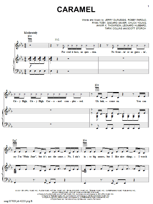 City High Featuring Eve Caramel Sheet Music Notes & Chords for Piano, Vocal & Guitar (Right-Hand Melody) - Download or Print PDF