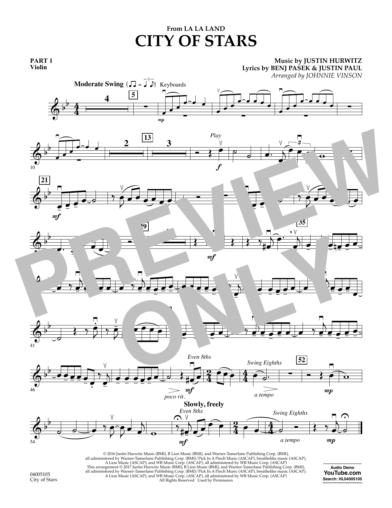 Johnnie Vinson City Of Stars From La La Land Pt 1 Violin