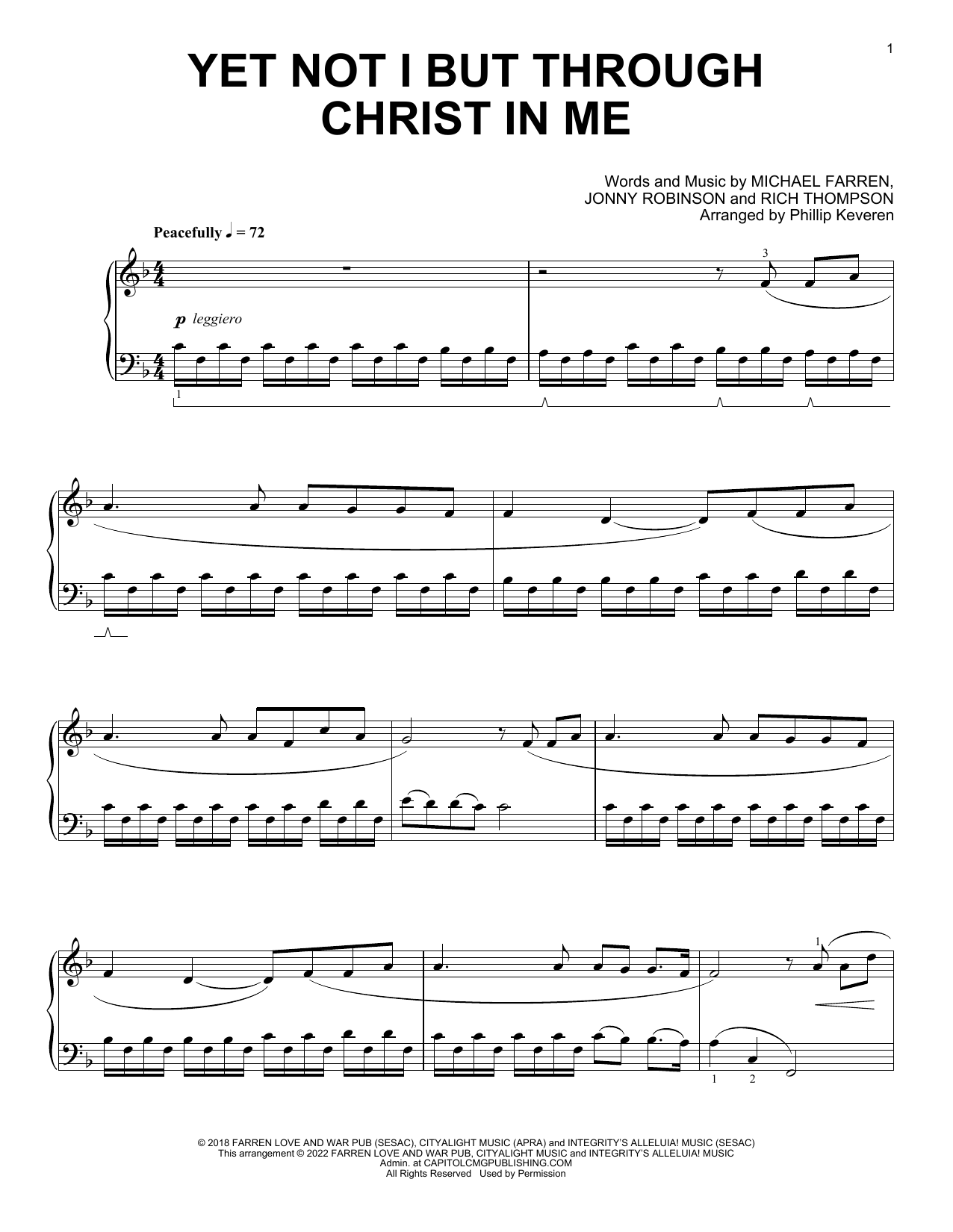 CityAlight Yet Not I But Through Christ In Me [Classical version] (arr. Phillip Keveren) Sheet Music Notes & Chords for Piano Solo - Download or Print PDF