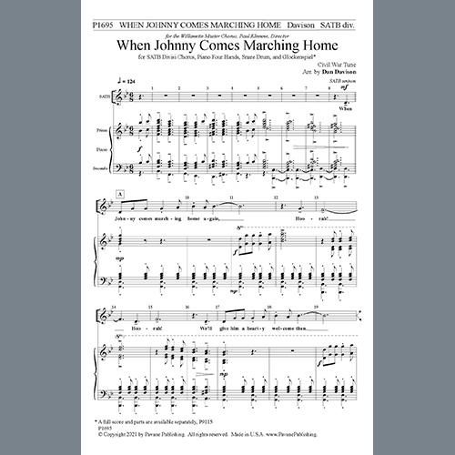 Civil War Tune, When Johnny Comes Marching Home (arr. Dan Davison), SATB Choir