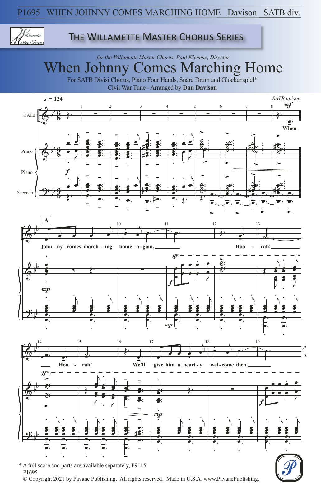 Civil War Tune When Johnny Comes Marching Home (arr. Dan Davison) Sheet Music Notes & Chords for SATB Choir - Download or Print PDF