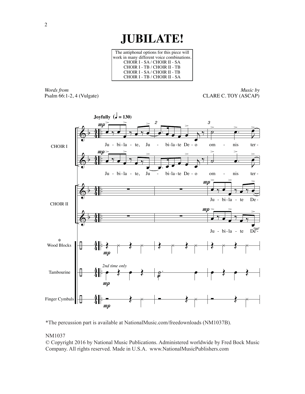Clare C. Toy Jubilate! Sheet Music Notes & Chords for Choral - Download or Print PDF