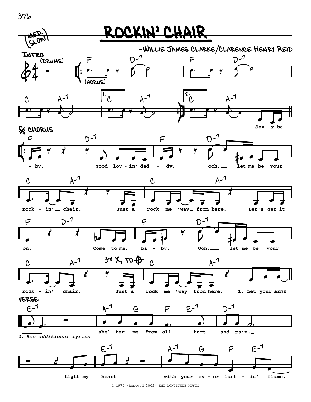 Clarence Henry Reid Rockin' Chair Sheet Music Notes & Chords for Real Book – Melody & Chords - Download or Print PDF