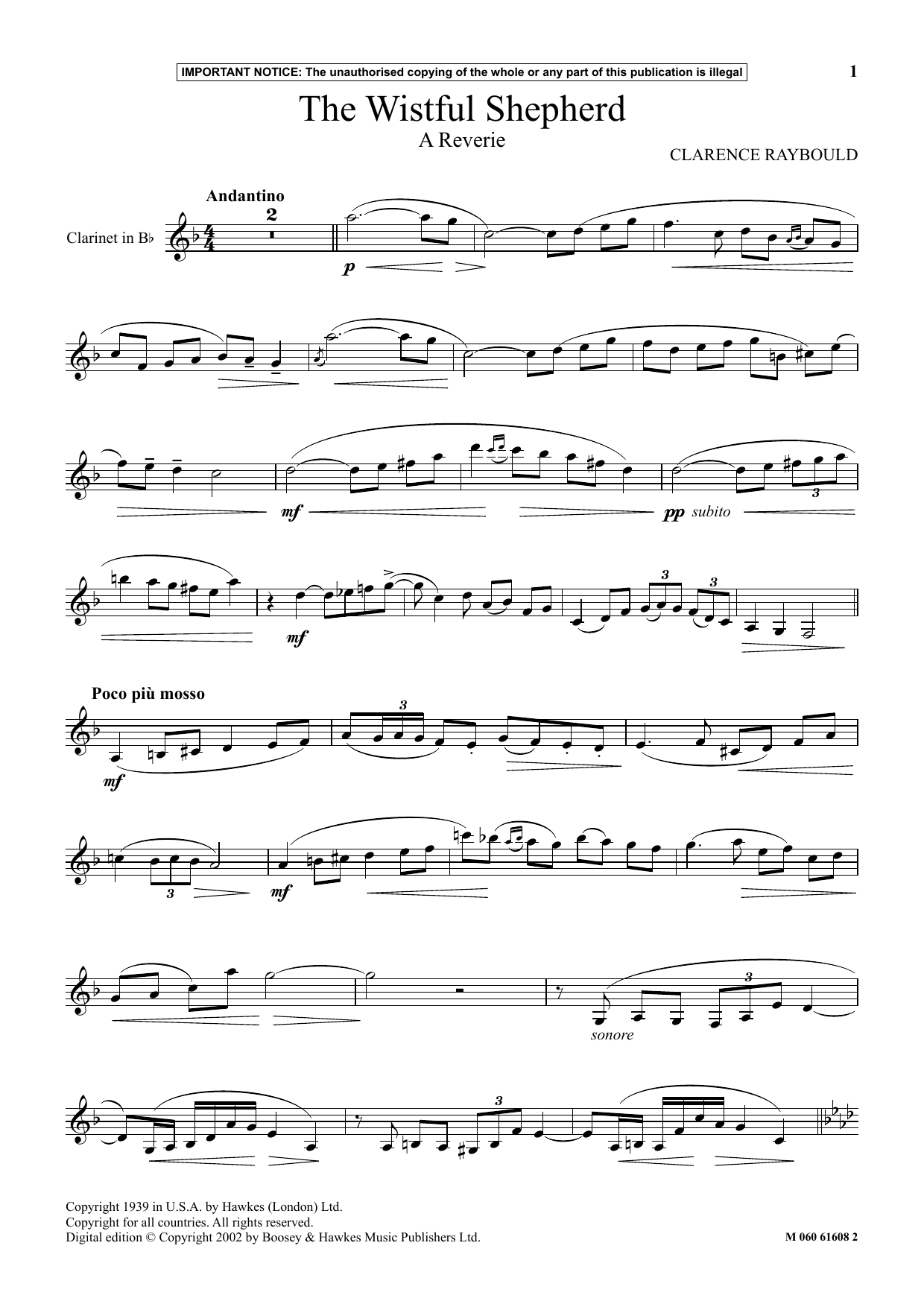 Clarence Raybould The Wistful Shepherd (A Reverie) Sheet Music Notes & Chords for Instrumental Solo - Download or Print PDF