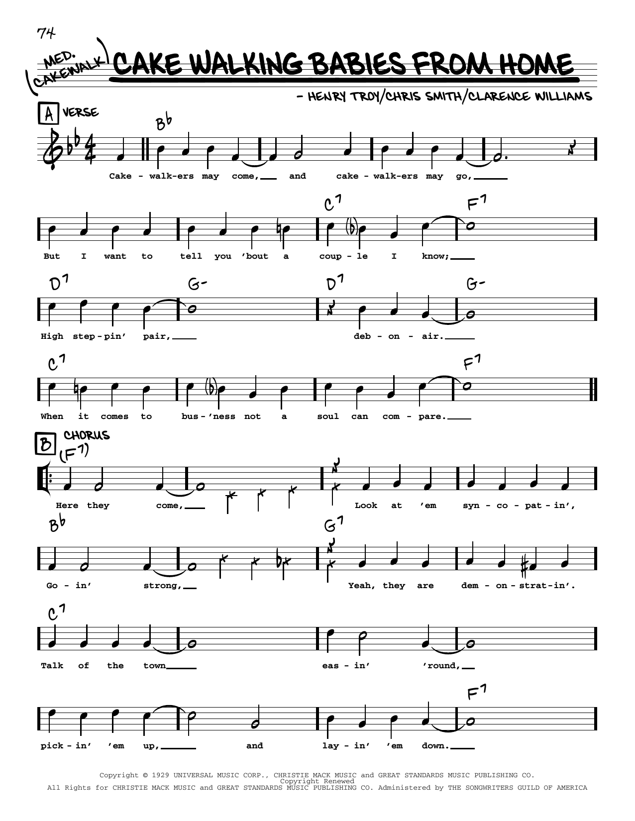Clarence Williams' Blue Five Cake Walking Babies From Home (arr. Robert Rawlins) Sheet Music Notes & Chords for Real Book – Melody, Lyrics & Chords - Download or Print PDF