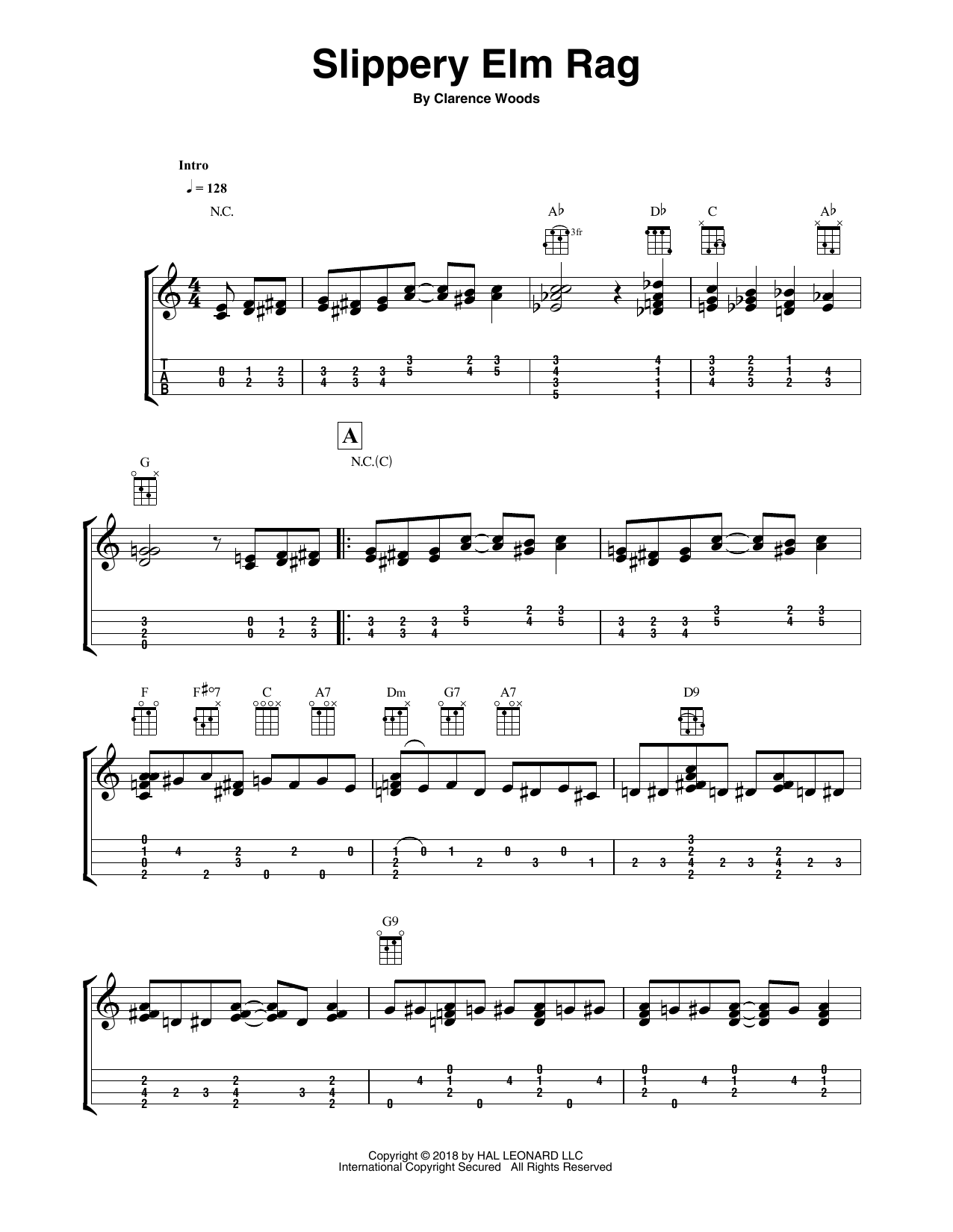 Fred Sokolow Slippery Elm Rag Sheet Music Notes & Chords for Ukulele - Download or Print PDF