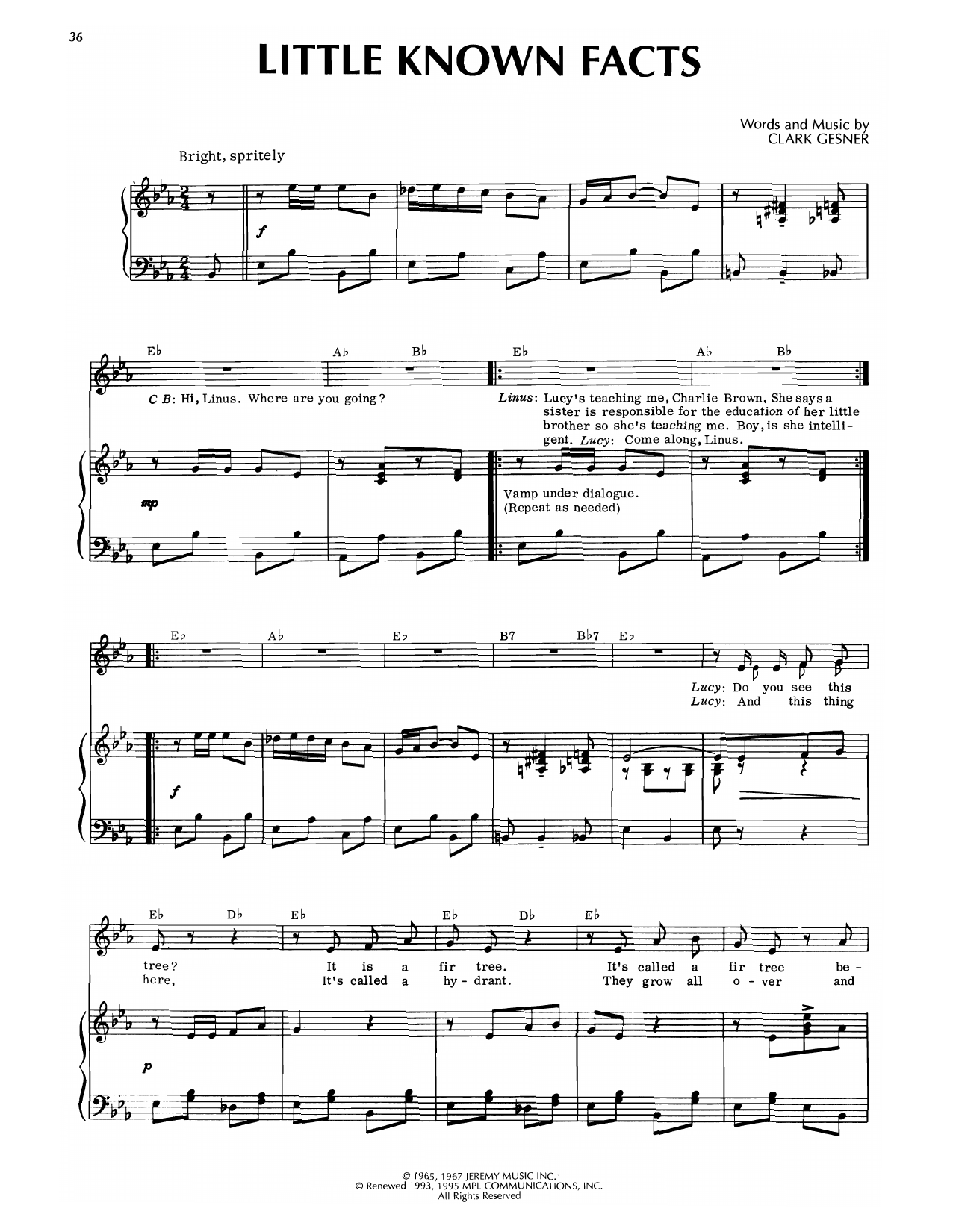 Clark Gesner Little Known Facts (from You're A Good Man, Charlie Brown) Sheet Music Notes & Chords for Piano & Vocal - Download or Print PDF
