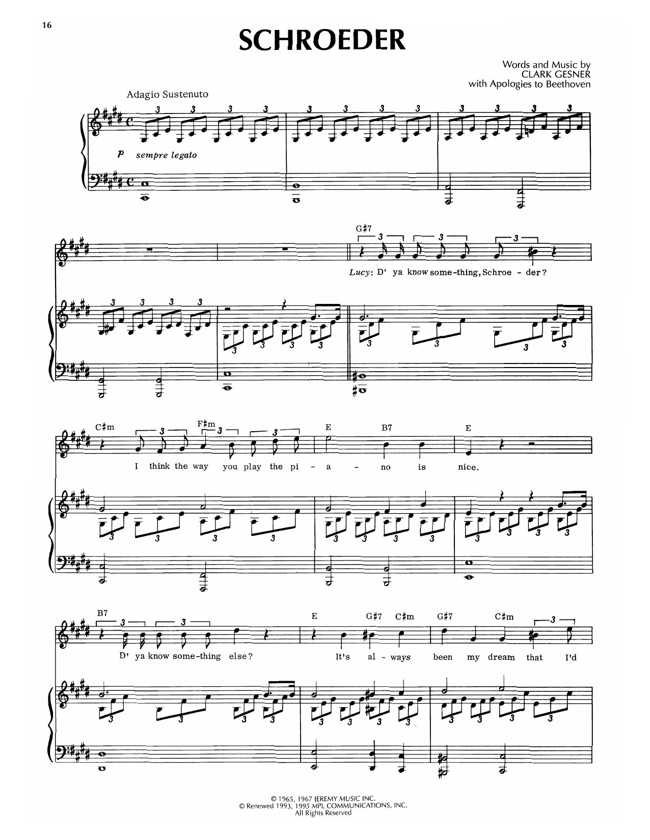 Clark Gesner Schroeder (from You're A Good Man, Charlie Brown) Sheet Music Notes & Chords for Piano & Vocal - Download or Print PDF