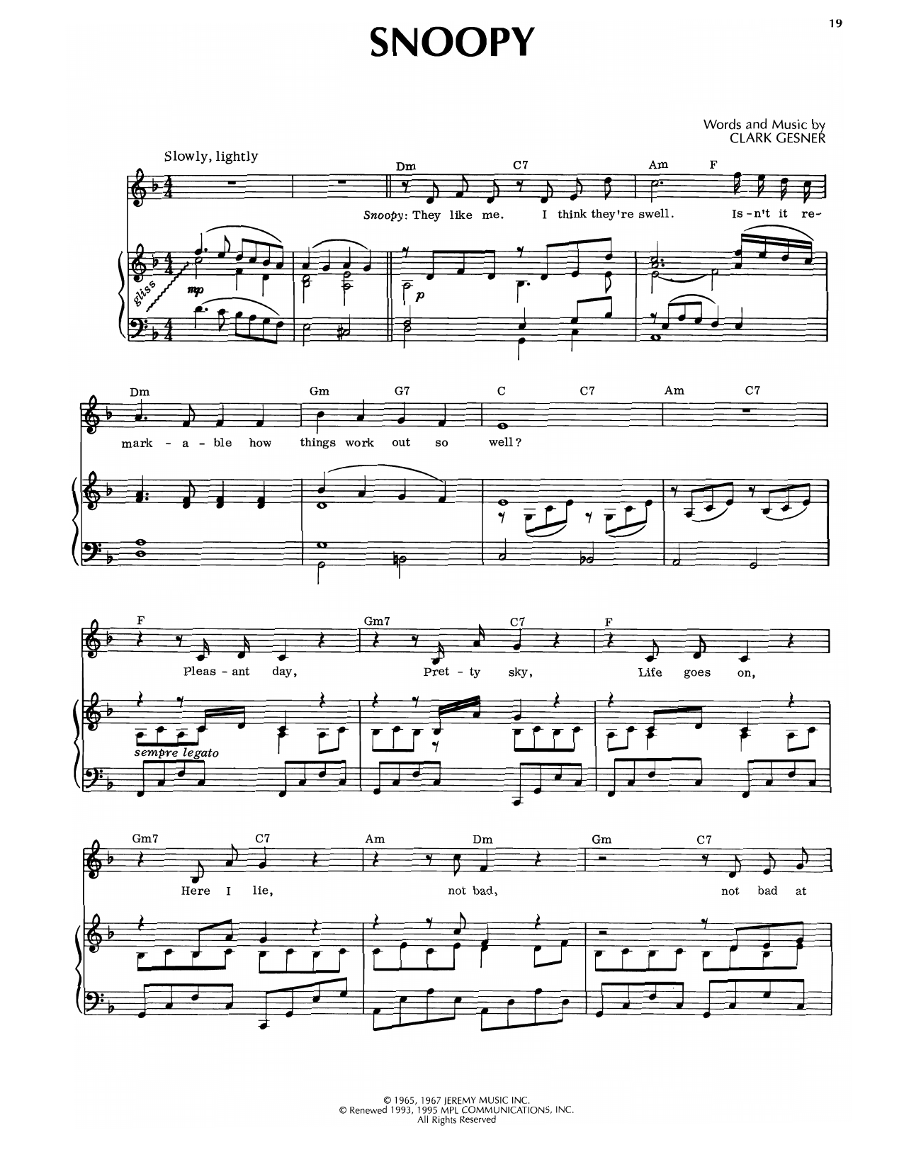 Clark Gesner Snoopy (from You're A Good Man, Charlie Brown) Sheet Music Notes & Chords for Piano & Vocal - Download or Print PDF