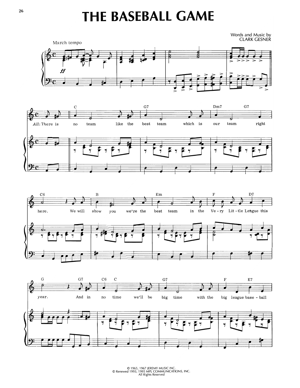 Clark Gesner The Baseball Game (from You're A Good Man, Charlie Brown) Sheet Music Notes & Chords for Piano & Vocal - Download or Print PDF