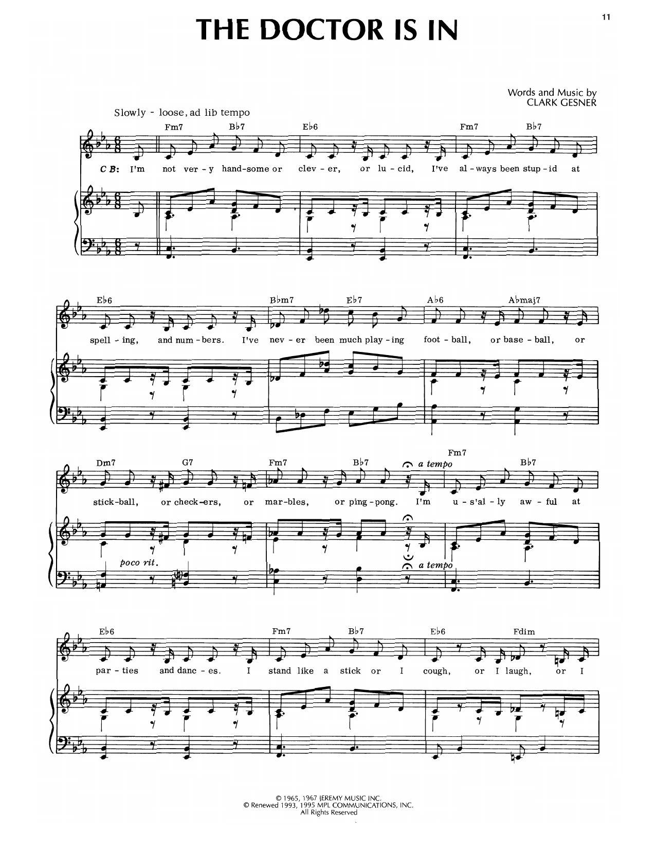 Clark Gesner The Doctor Is In (from You're A Good Man, Charlie Brown) Sheet Music Notes & Chords for Piano & Vocal - Download or Print PDF