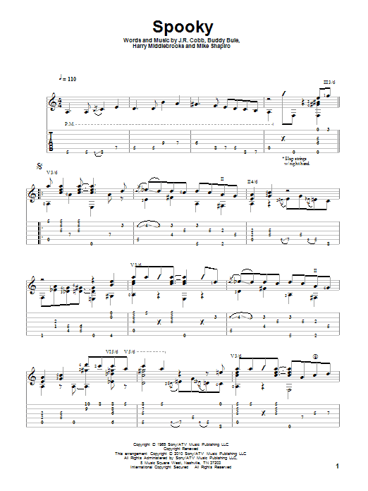 Classics IV Spooky Sheet Music Notes & Chords for Guitar Tab - Download or Print PDF