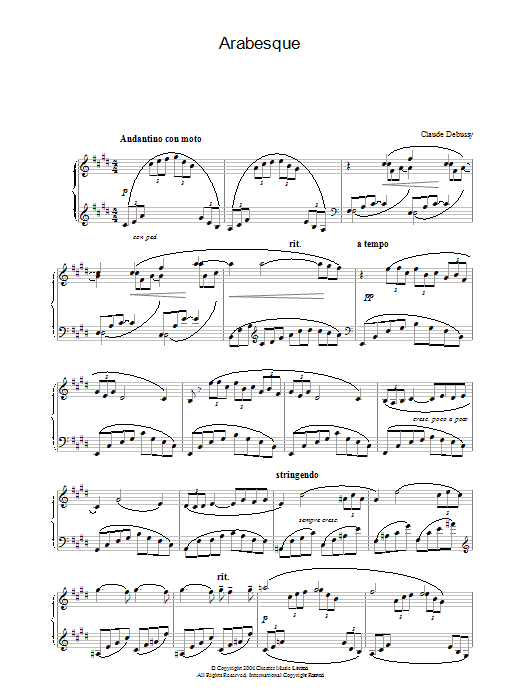 Claude Debussy Arabesque Sheet Music Notes & Chords for Piano - Download or Print PDF