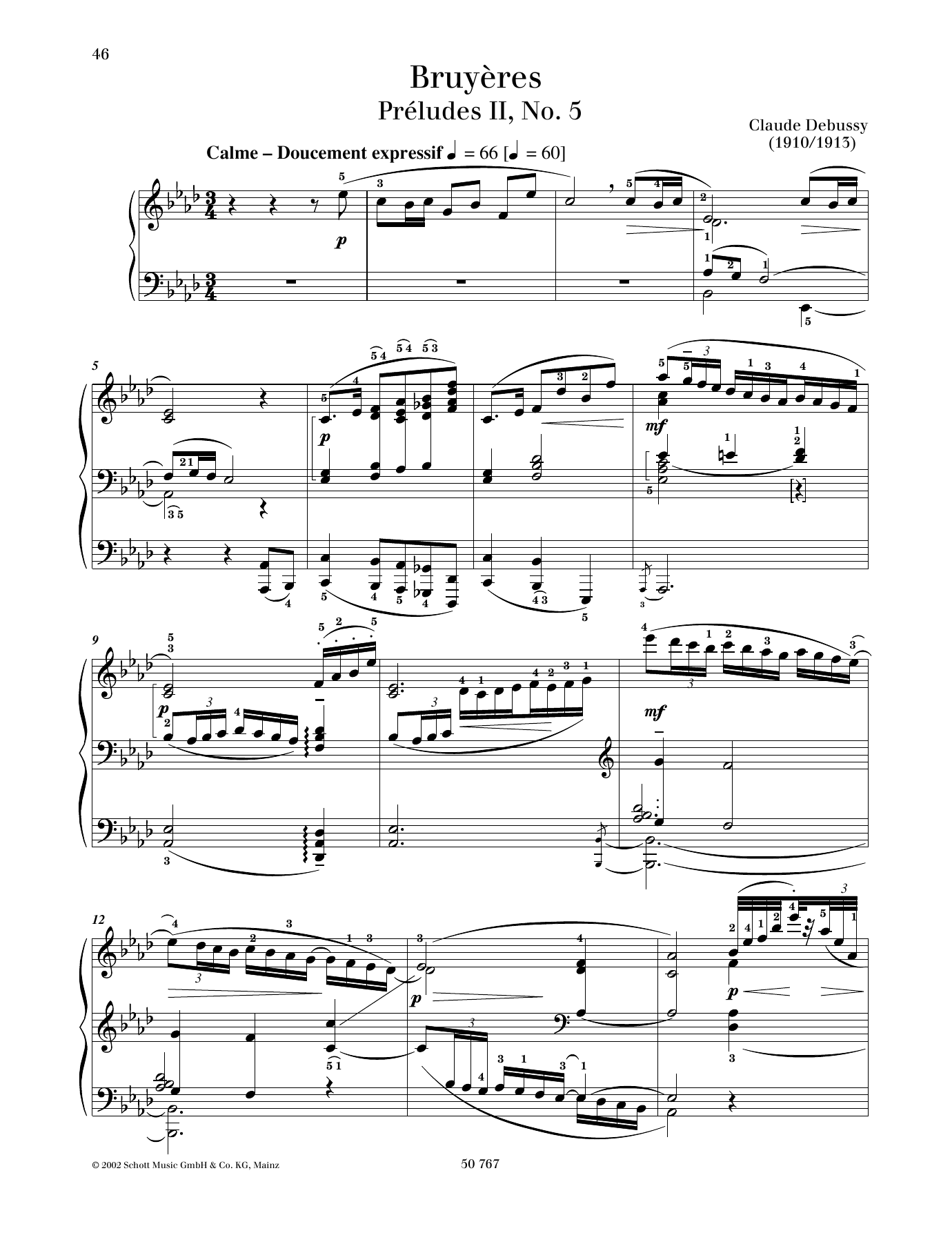 Claude Debussy Bruyères Sheet Music Notes & Chords for Piano Solo - Download or Print PDF