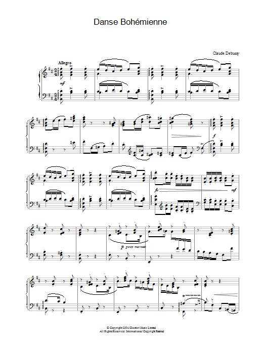 Claude Debussy Danse Boh??mienne Sheet Music Notes & Chords for Piano - Download or Print PDF