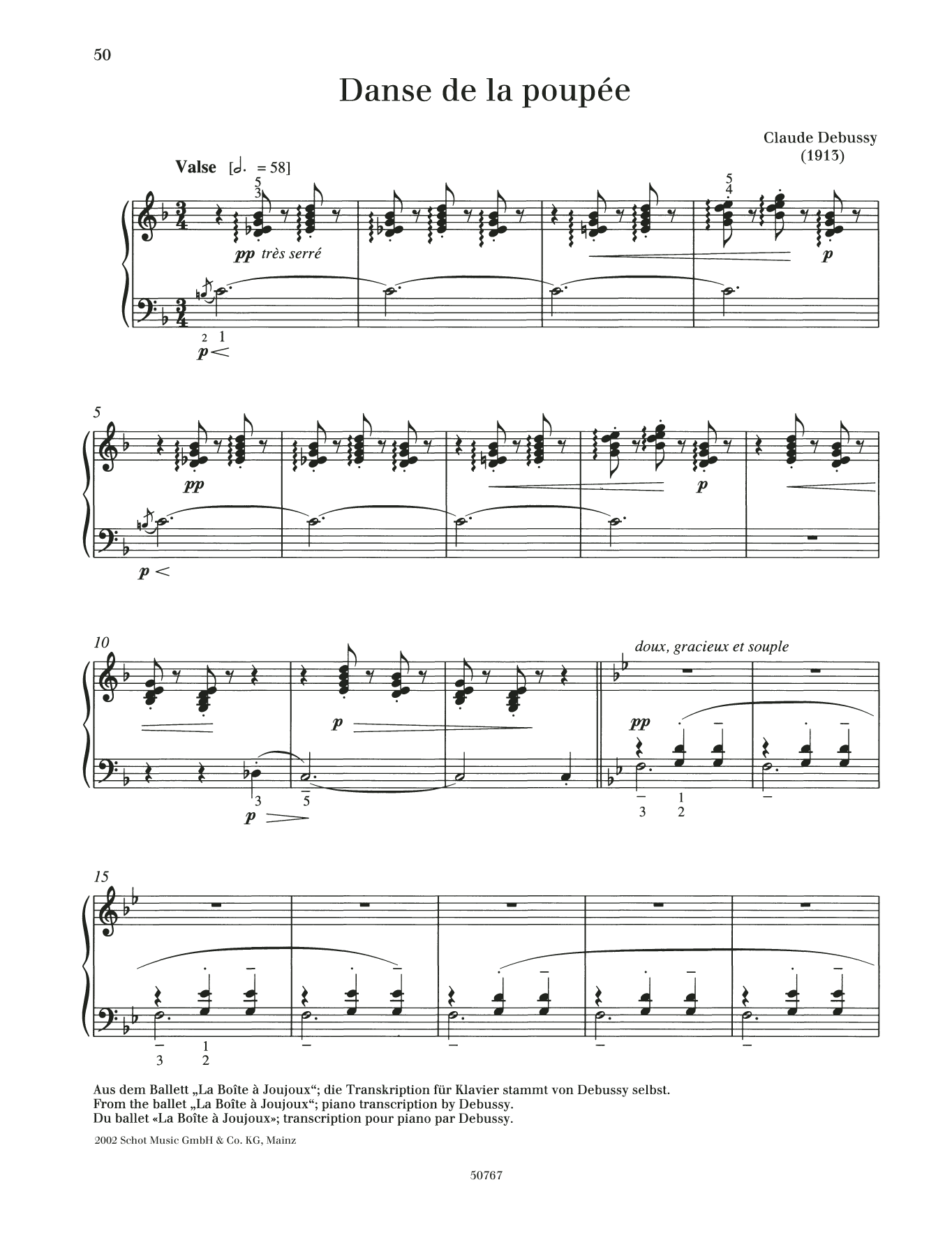 Claude Debussy Danse de la poupee Sheet Music Notes & Chords for Piano Solo - Download or Print PDF