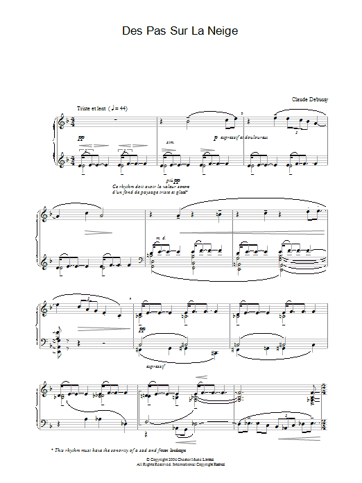 Claude Debussy Des pas sur la neige Sheet Music Notes & Chords for Piano Solo - Download or Print PDF
