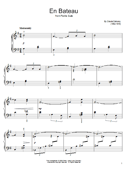 Claude Debussy En Bateau Sheet Music Notes & Chords for Easy Piano - Download or Print PDF