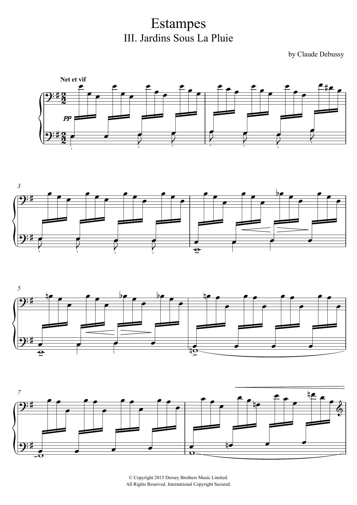 Claude Debussy Estampes - III. Jardins Sous La Pluie Sheet Music Notes & Chords for Piano Solo - Download or Print PDF