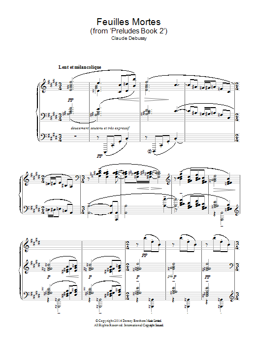 Claude Debussy Feuilles Mortes (from 'Preludes Book 2') Sheet Music Notes & Chords for Piano - Download or Print PDF