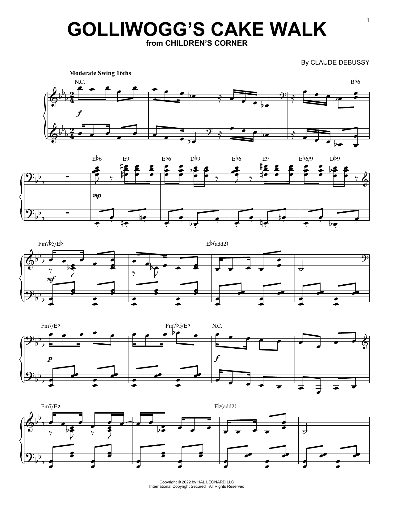 Claude Debussy Golliwogg's Cake Walk [Jazz version] (arr. Brent Edstrom) Sheet Music Notes & Chords for Piano Solo - Download or Print PDF