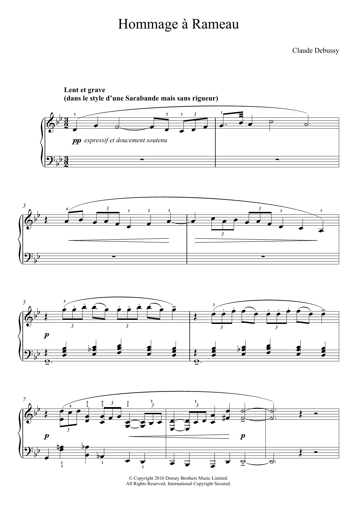 Claude Debussy Hommage a Rameau Sheet Music Notes & Chords for Easy Piano - Download or Print PDF