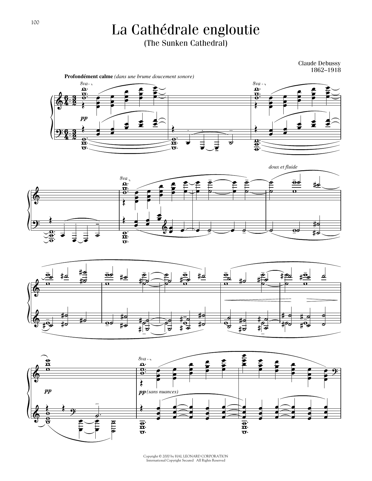 Claude Debussy La Cathedrale Engloutie (ed. Richard Walters) Sheet Music Notes & Chords for Piano Solo - Download or Print PDF