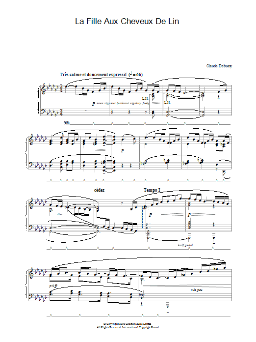 Claude Debussy La Fille Aux Cheveux De Lin Sheet Music Notes & Chords for Piano Solo - Download or Print PDF