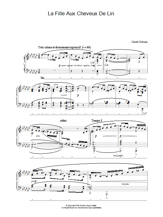 Claude Debussy La Fille aux cheveux de lin Sheet Music Notes & Chords for Piano Solo - Download or Print PDF