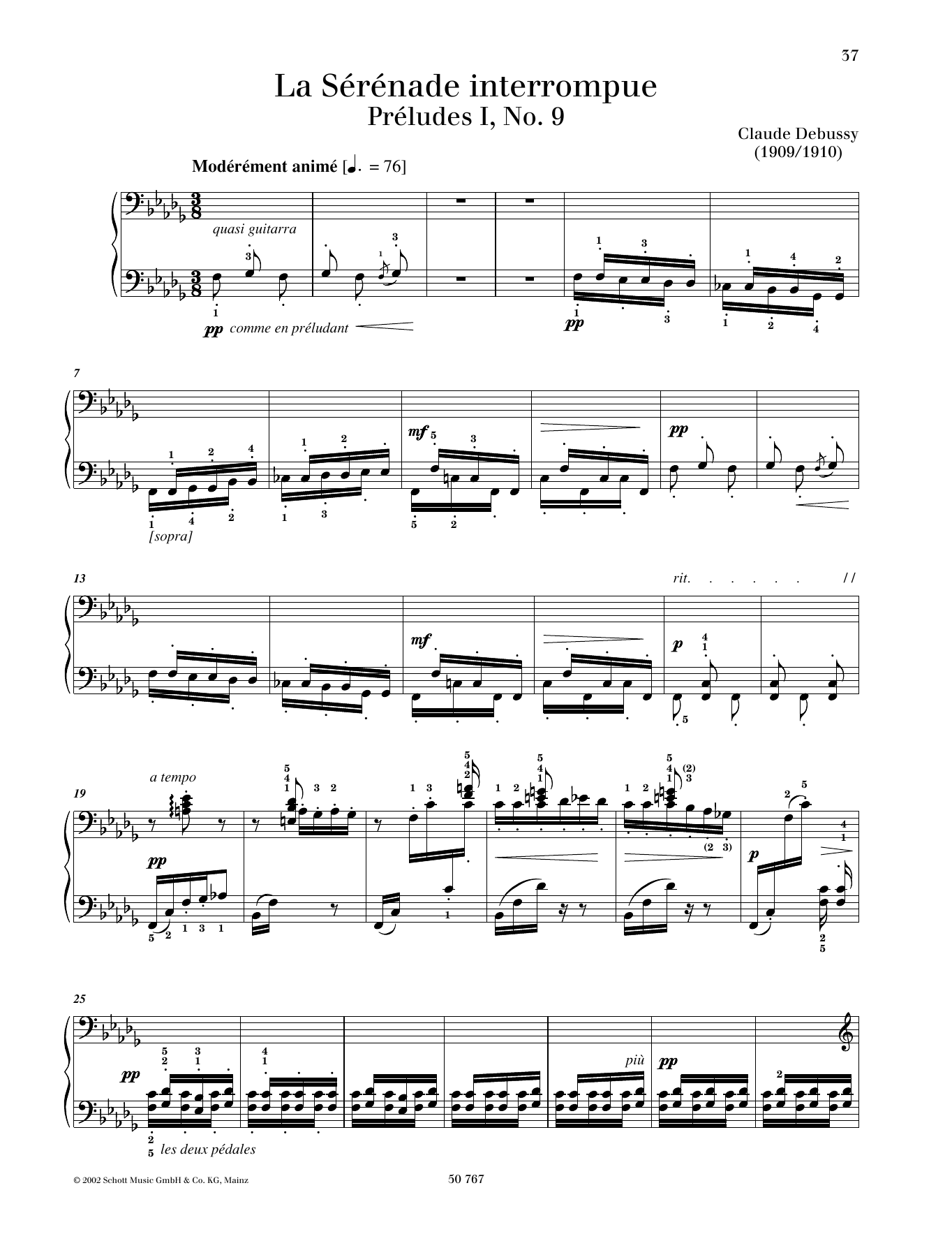 Claude Debussy La Serenade Interrompue Sheet Music Notes & Chords for Piano Solo - Download or Print PDF