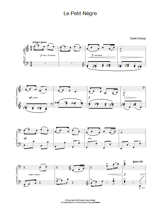 Claude Debussy Le Petit Negre Sheet Music Notes & Chords for Piano Solo - Download or Print PDF