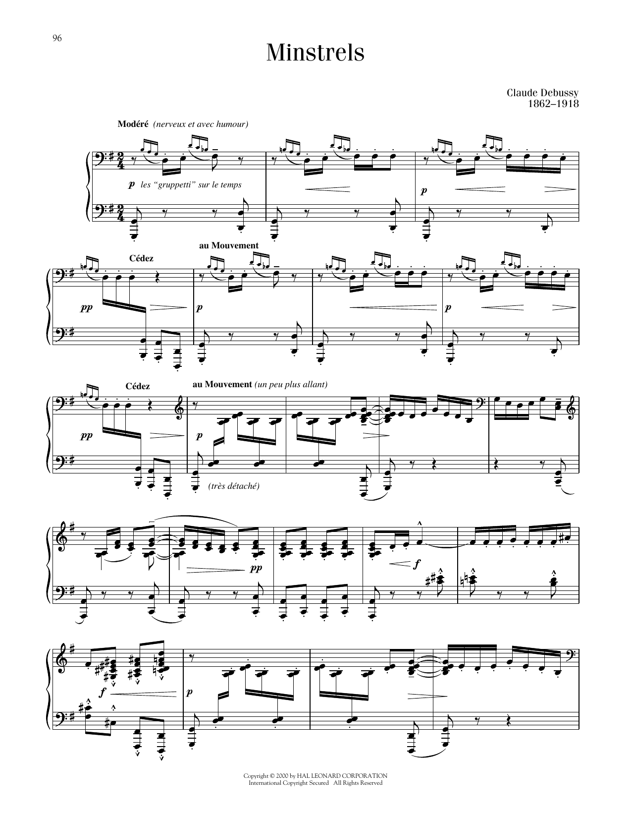 Claude Debussy Minstrels (ed. Richard Walters) Sheet Music Notes & Chords for Piano Solo - Download or Print PDF