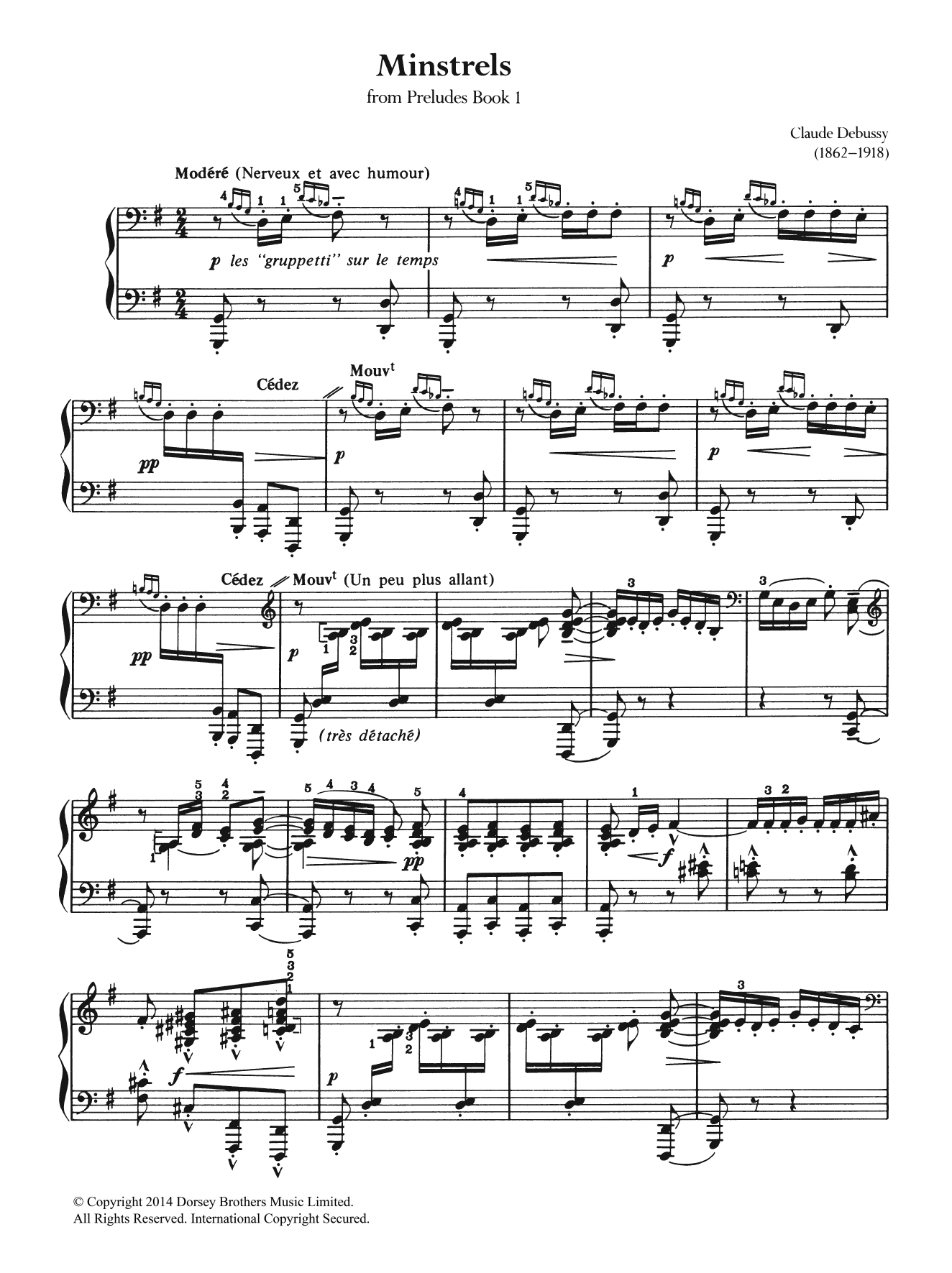 Claude Debussy Minstrels Sheet Music Notes & Chords for Piano Solo - Download or Print PDF