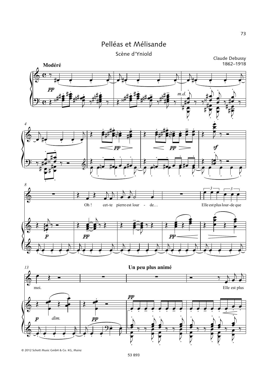 Claude Debussy Oh! cette pierre est lourde Sheet Music Notes & Chords for Piano & Vocal - Download or Print PDF